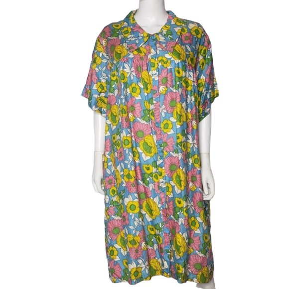 Lane Bryant Other - Vintage Lane Bryant 60s Colorful Floral House Coat Plus Size 50-52